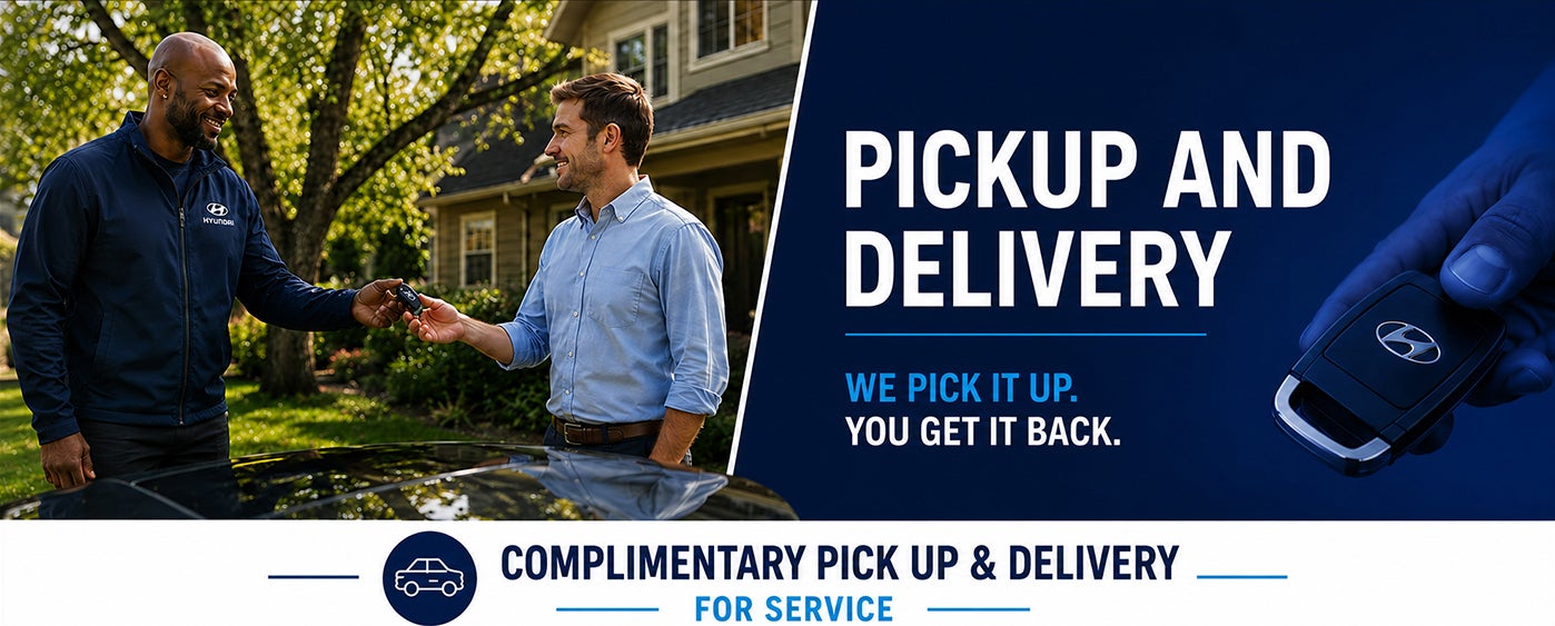 Service Tech dropping off vehicle after pick up and delivery service is complete