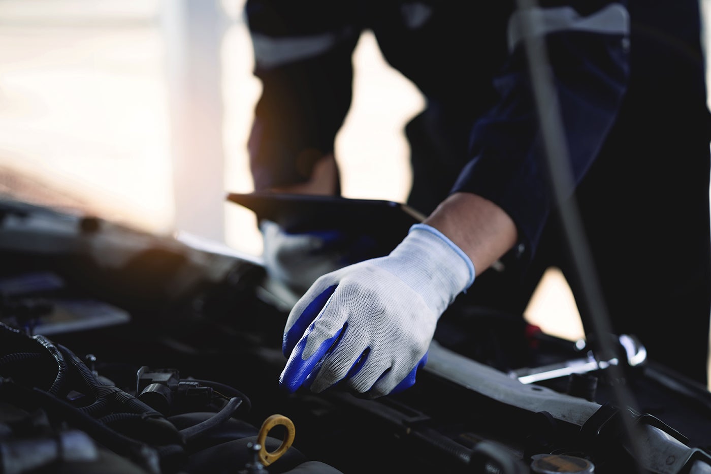 Skilled Technician Works Under Hood